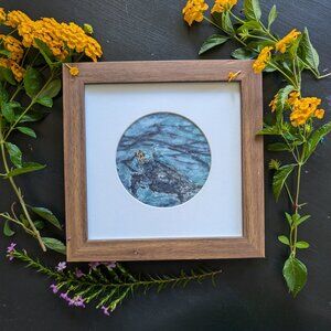 Honu I - Framed and Matted Small Giclee Watercolor Print of Sea Turtle